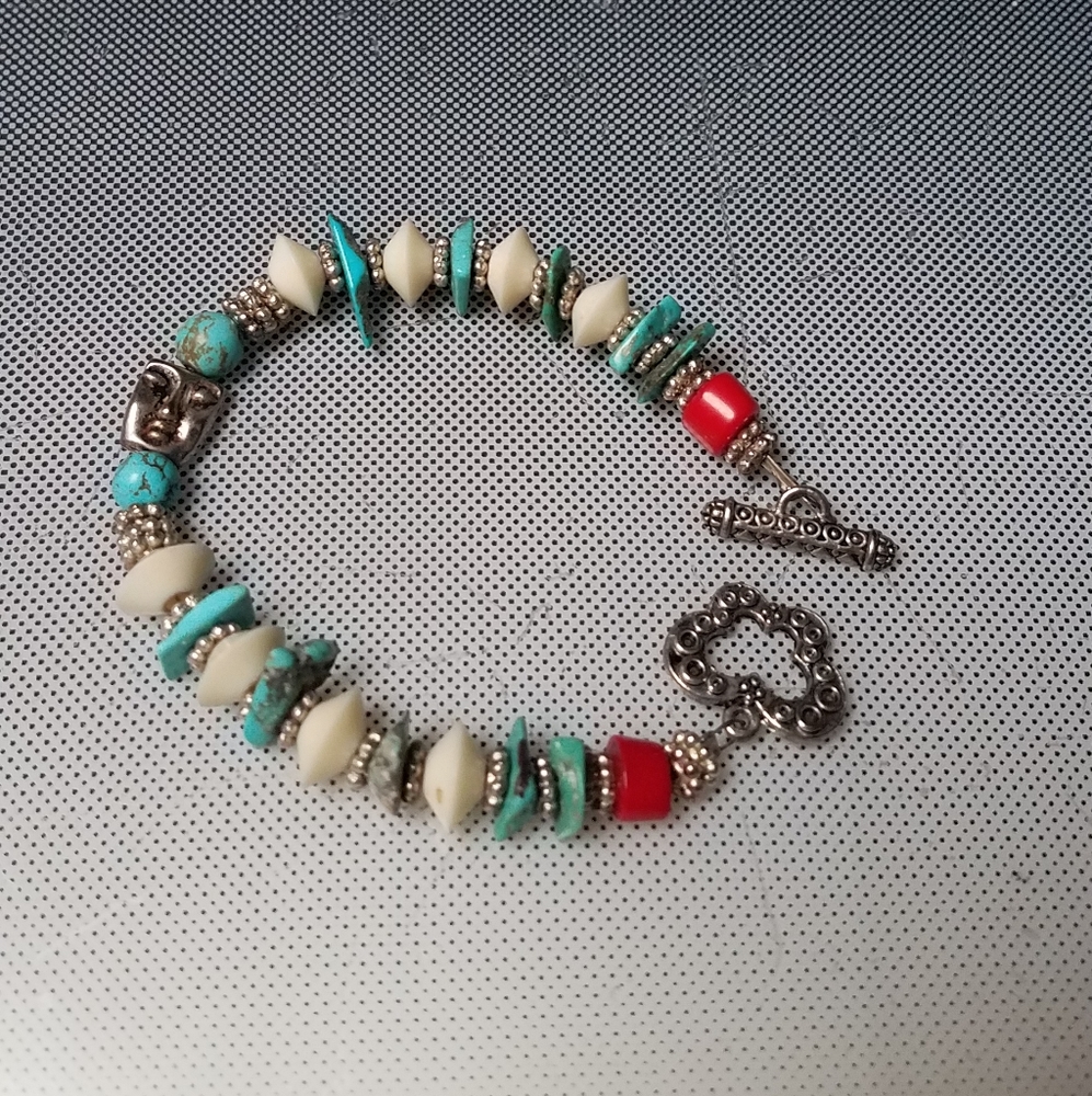 mystic angel face bone howlite silver bracelet